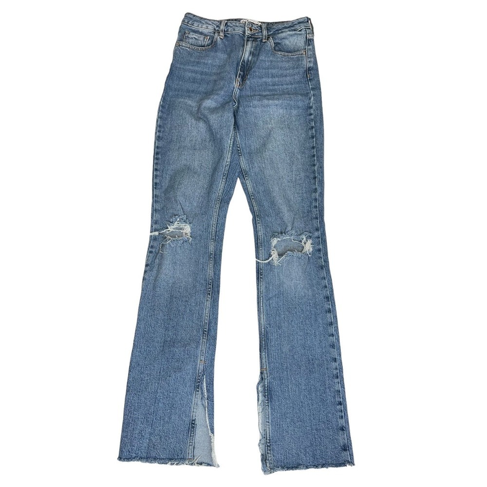 Zara high waist flare split hem jeans tall size 4/28 with 33” inseam